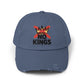 Distressed Black Cap — ‘Kings’ Crown Graphic Dad Hat Hats Printify Scotland Blue One size