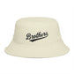 Brothers Script Brown Bucket Hat — Casual Retro Dad Hat for Siblings & Crew Hats Printify