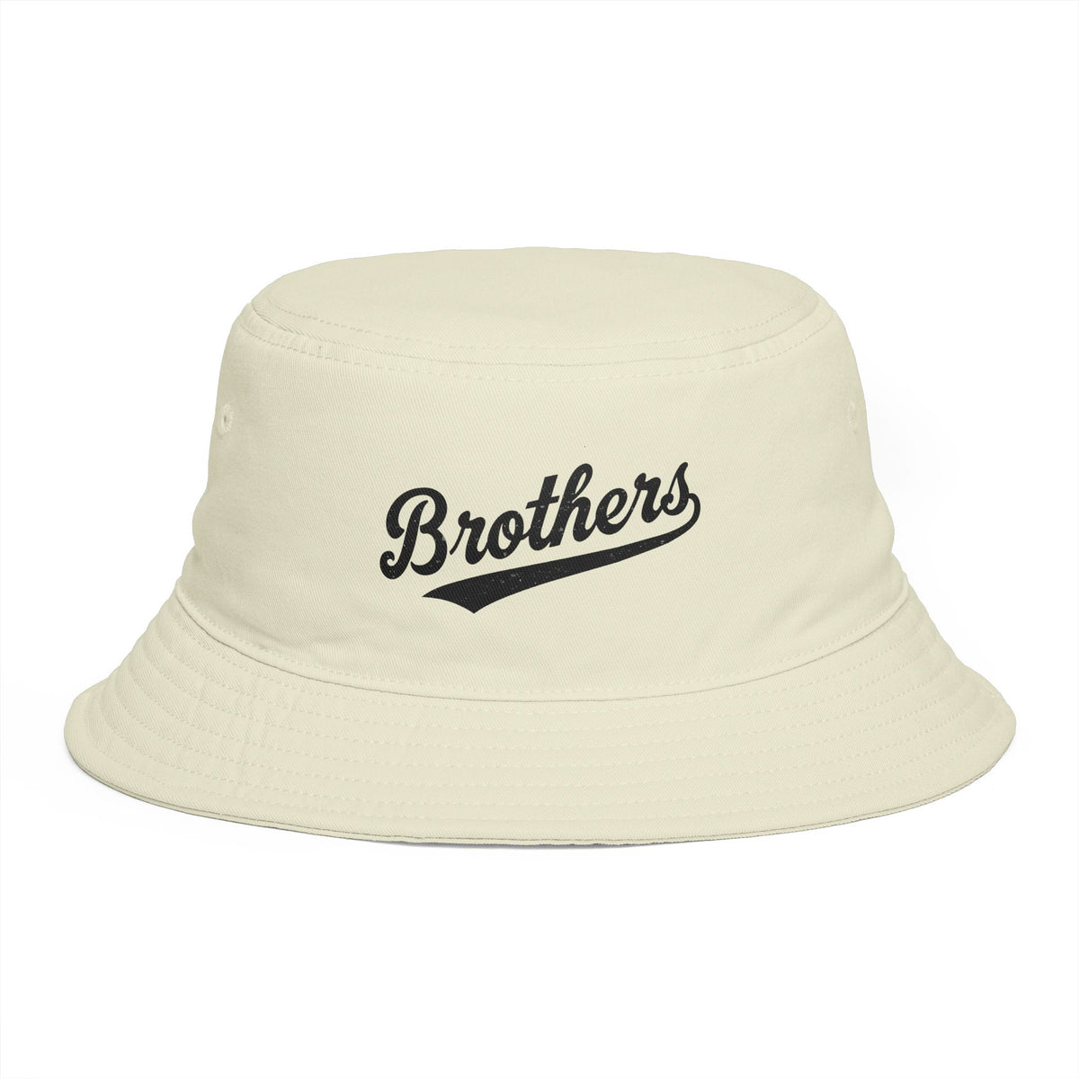 Brothers Script Brown Bucket Hat — Casual Retro Dad Hat for Siblings & Crew Hats Printify