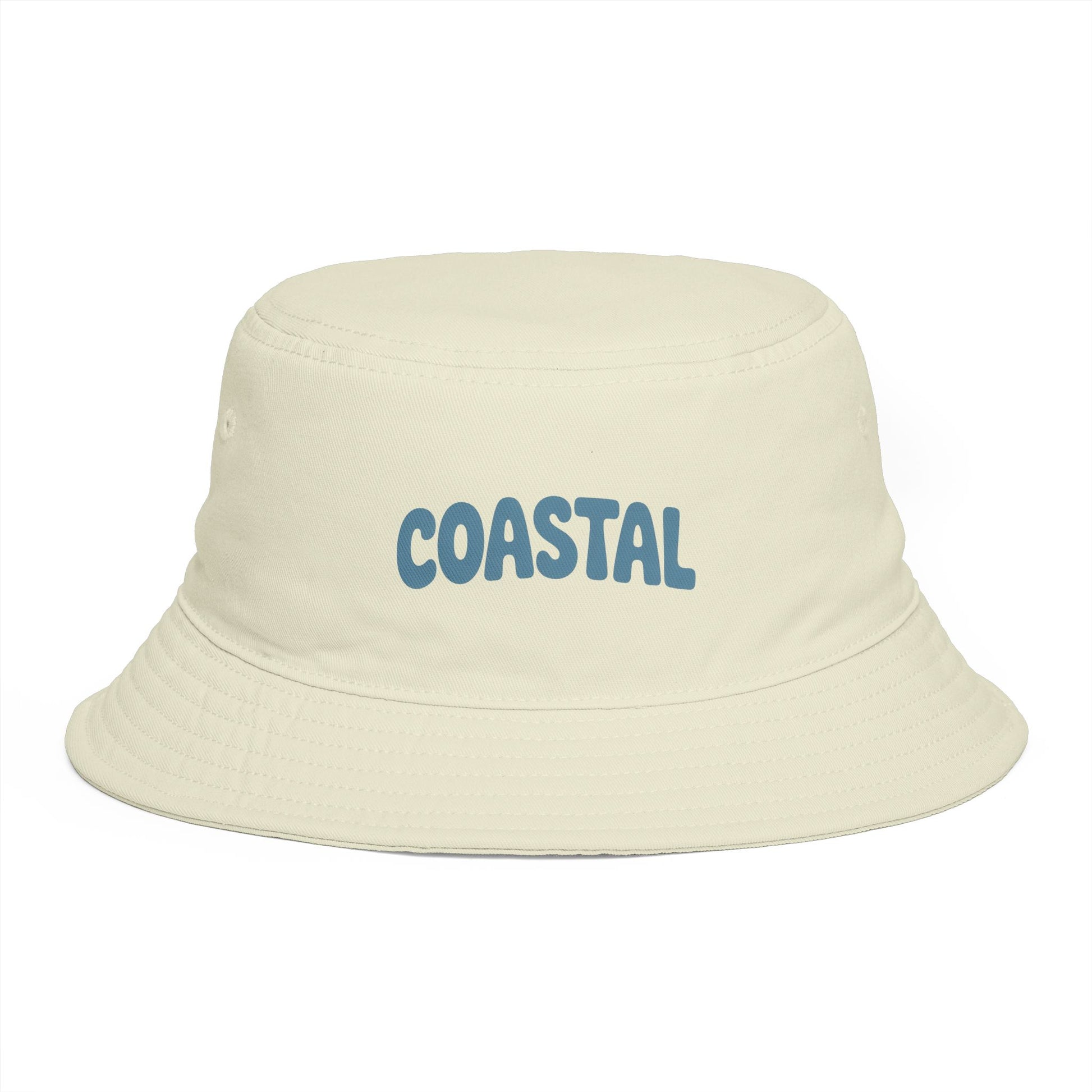 Coastal Bucket Hat — Brown Beach Sun Hat with 'COASTAL' Retro Text Hats Printify