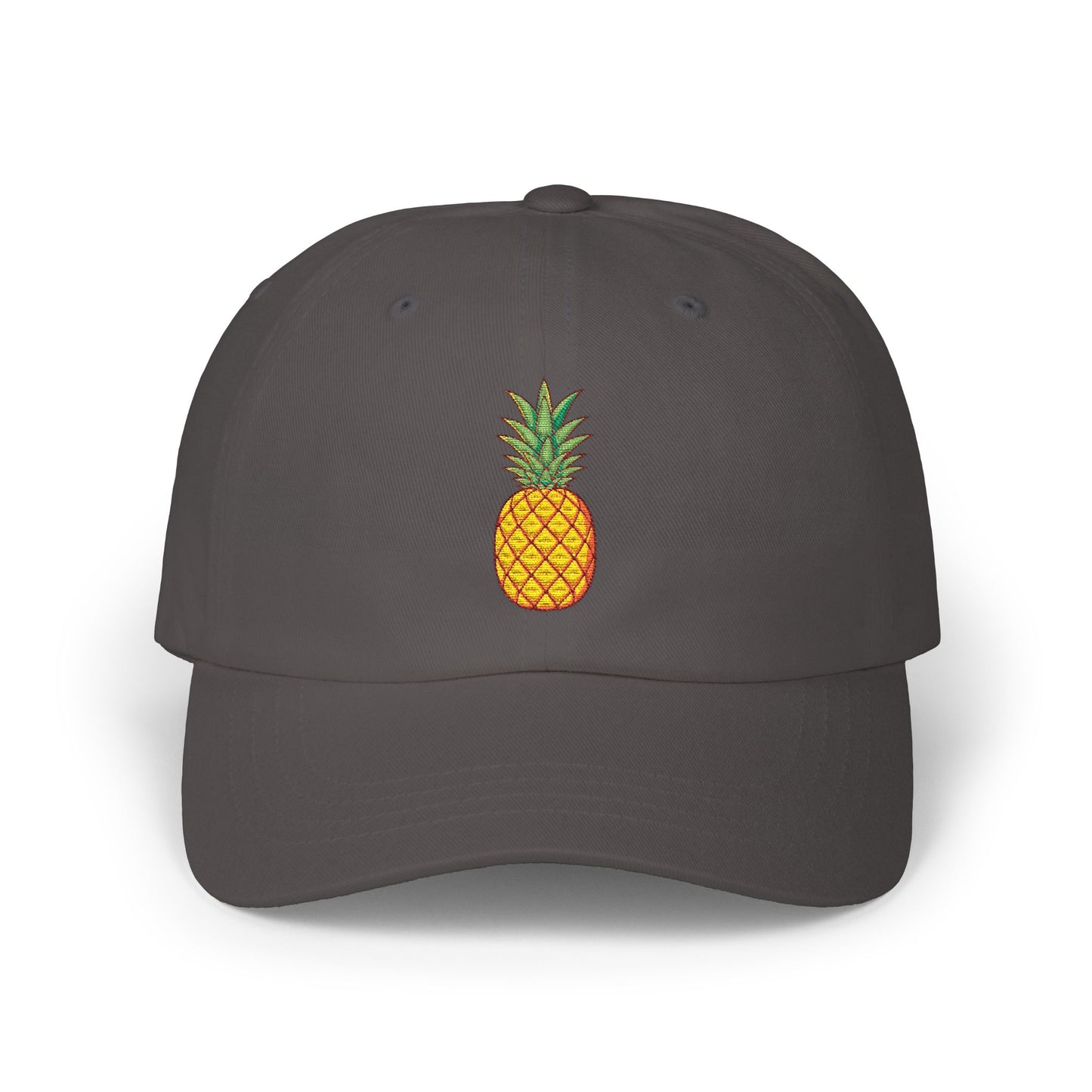 Pineapple Embroidered Dad Cap — Tropical Pineapple Baseball Hat Hats Printify Dark Grey One size