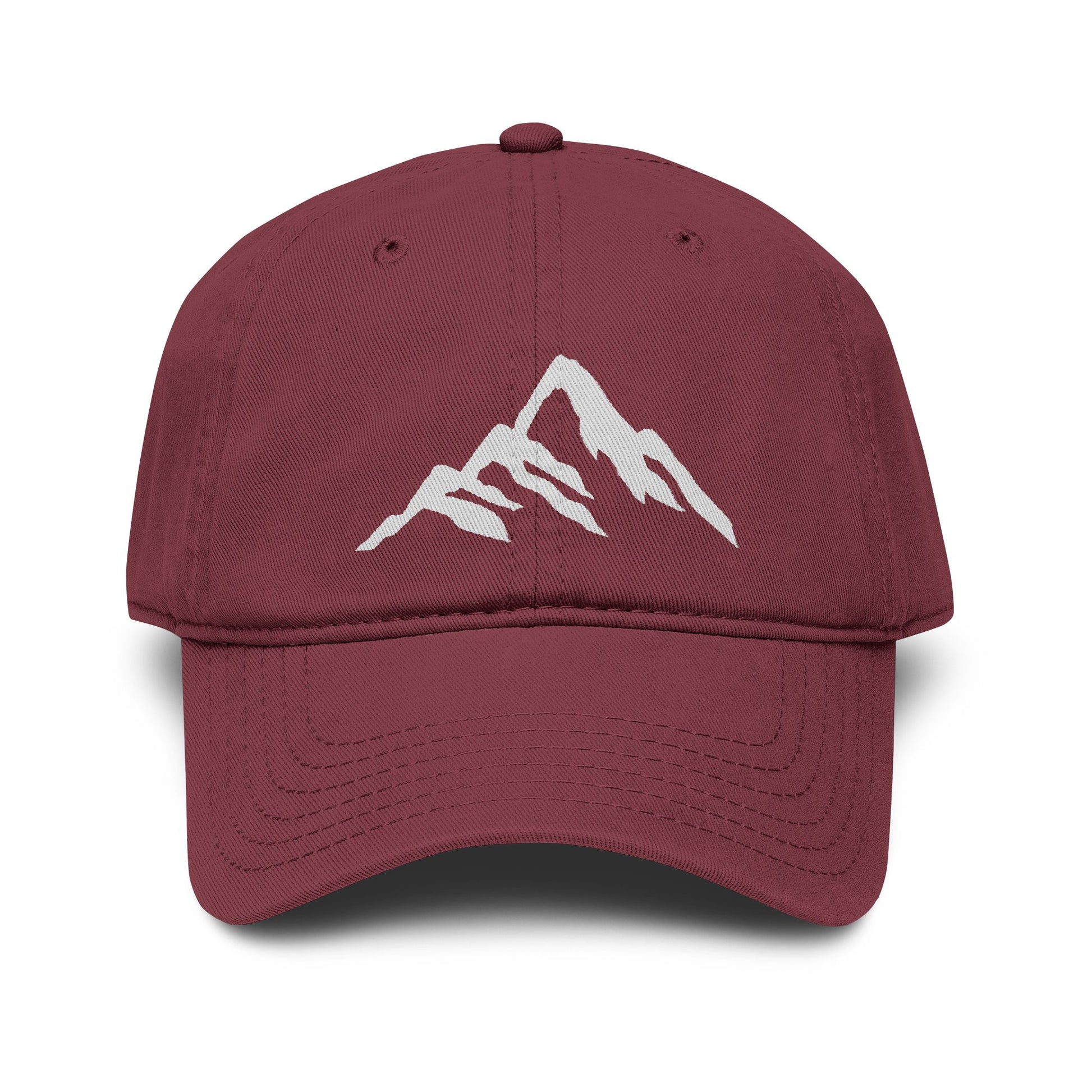Washed Mountain Embroidered Baseball Cap Hats Printify One size Maroon