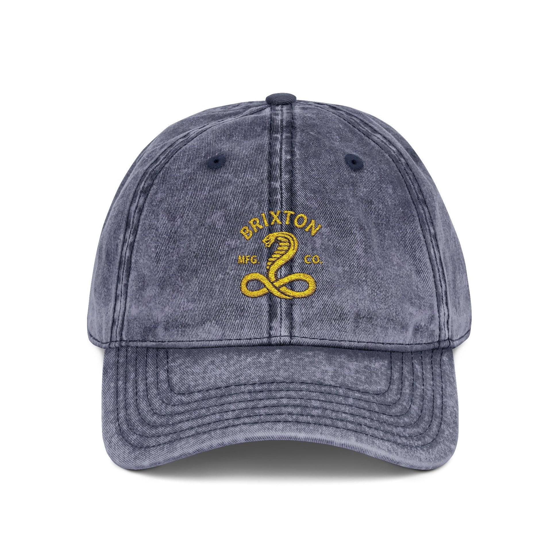 Vintage Embroidered Cap — Retro Snake Logo Dad Hat Hats Printify One size Navy