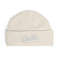 Hustle Cuff Beanie – Embroidered Knit Winter Hat Hats Printify One size Ecru