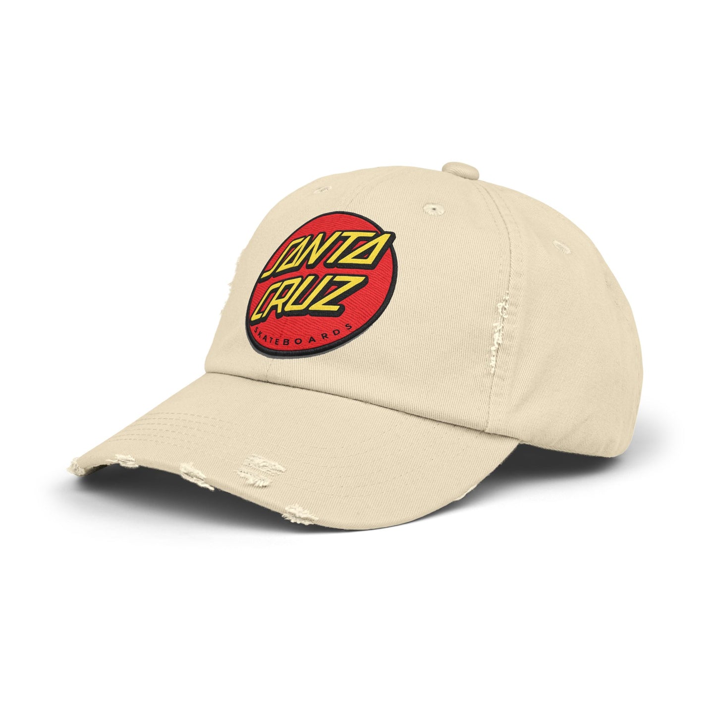 Santa Cruz Logo Distressed Cap – Vintage Skate Dad Hat Hats Printify