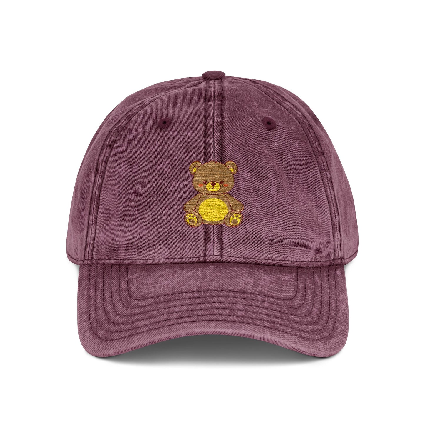 Vintage Embroidered Teddy Bear Cap Hats Printify One size Maroon