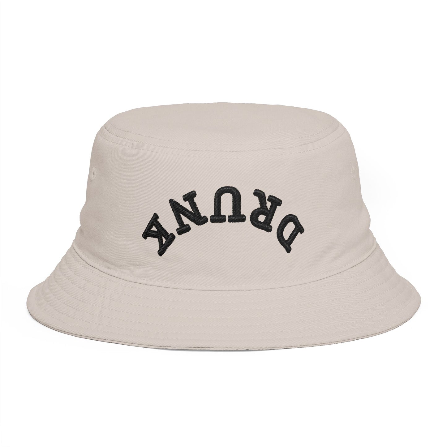 Drunk Arched Brown Bucket Hat – Retro Party & Festival Headwear