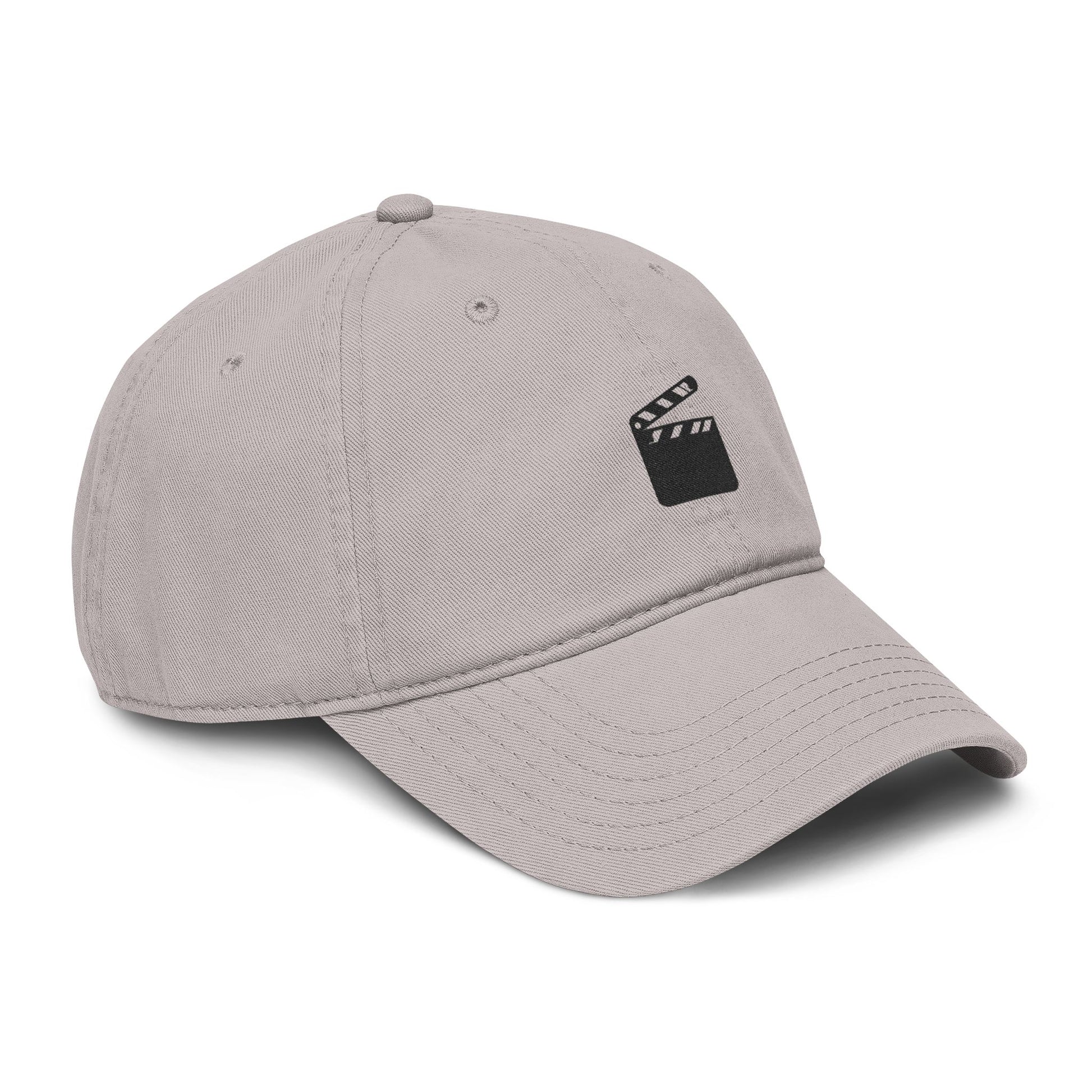 Washed Baseball Cap with Film Clapper Embroidery – Vintage Crew Hat for Filmmakers & Movie Fans Hats Printify