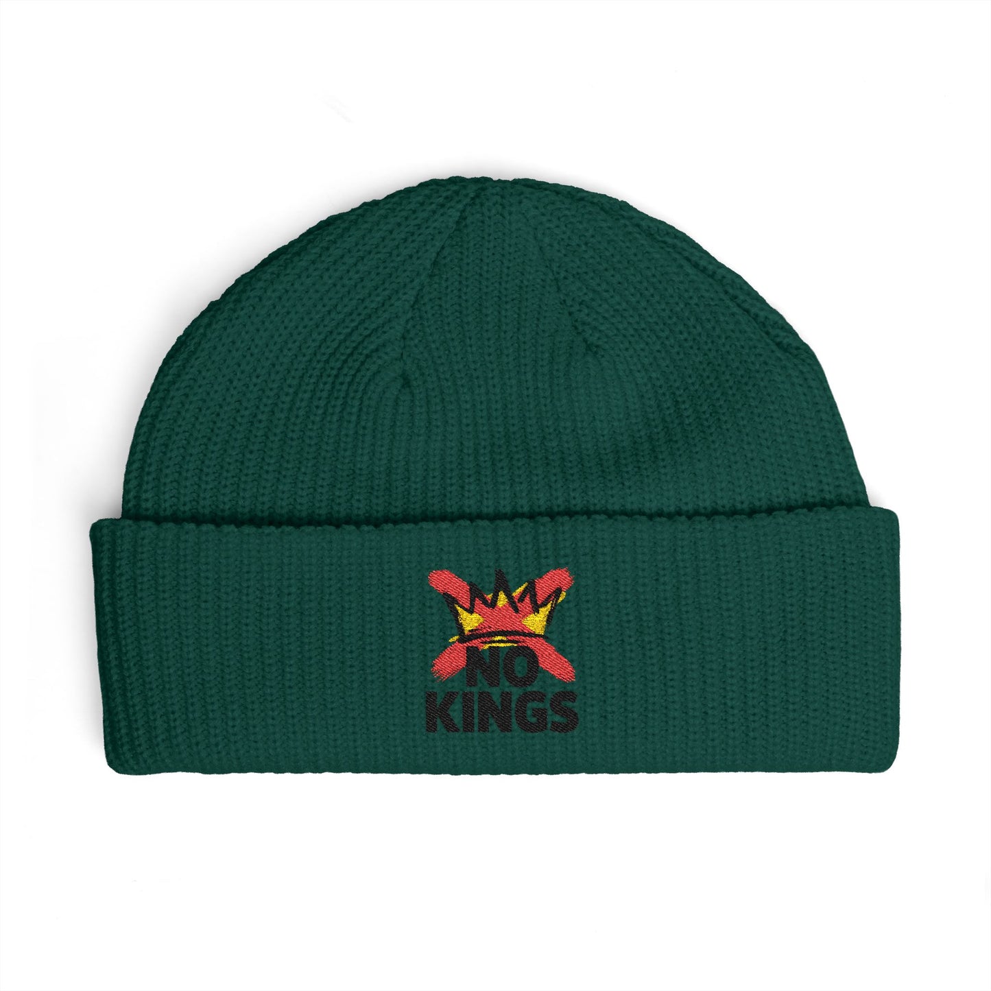 Cuff Beanie — 'No Kings' Streetwear Embroidered Beanie Hats Printify