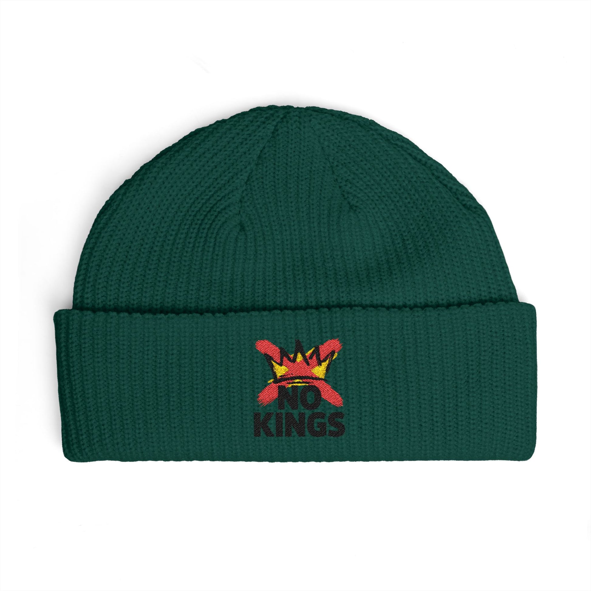 Cuff Beanie — 'No Kings' Streetwear Embroidered Beanie Hats Printify