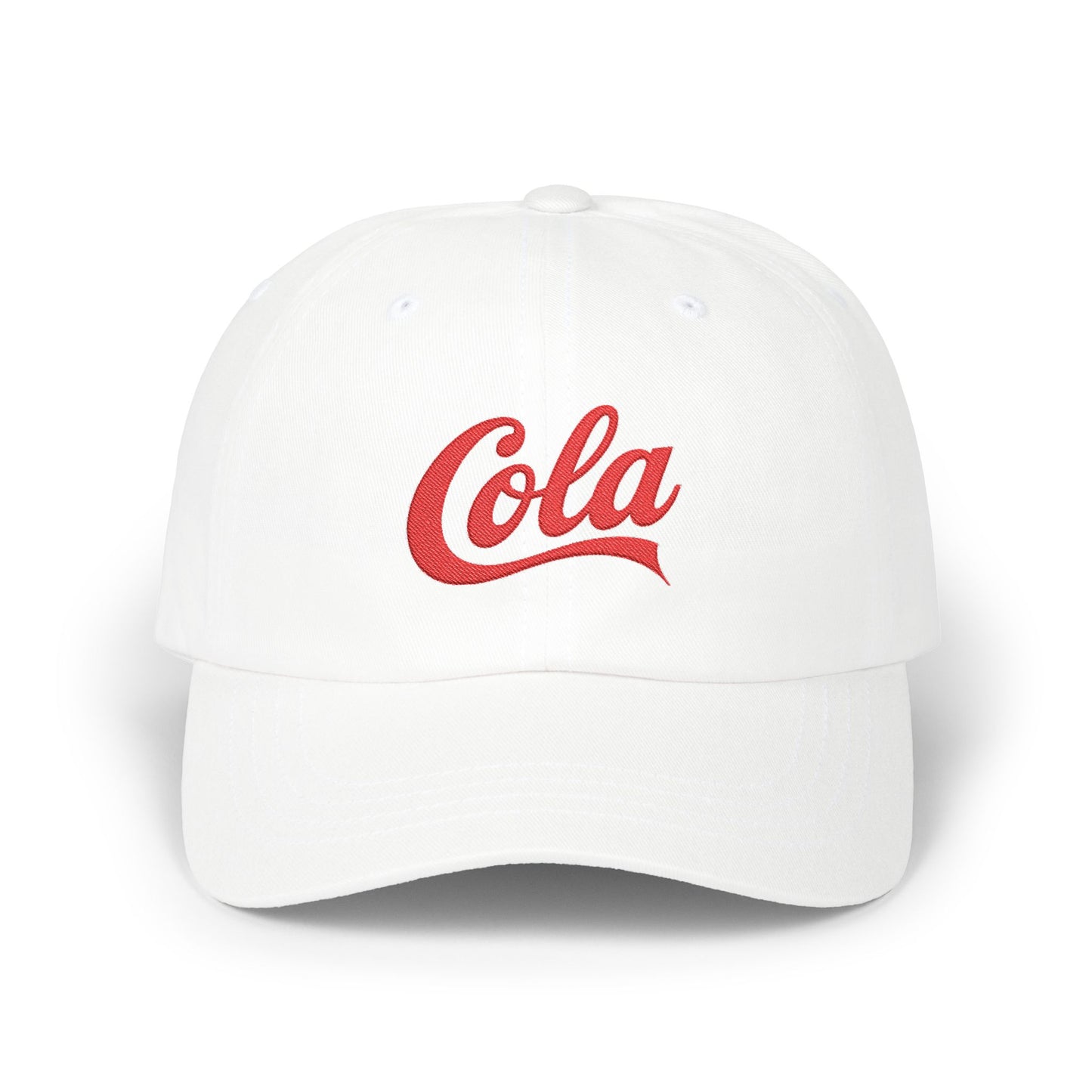 Cola Embroidered Dad Cap – Retro Soda Logo Baseball Hat Hats Printify White One size