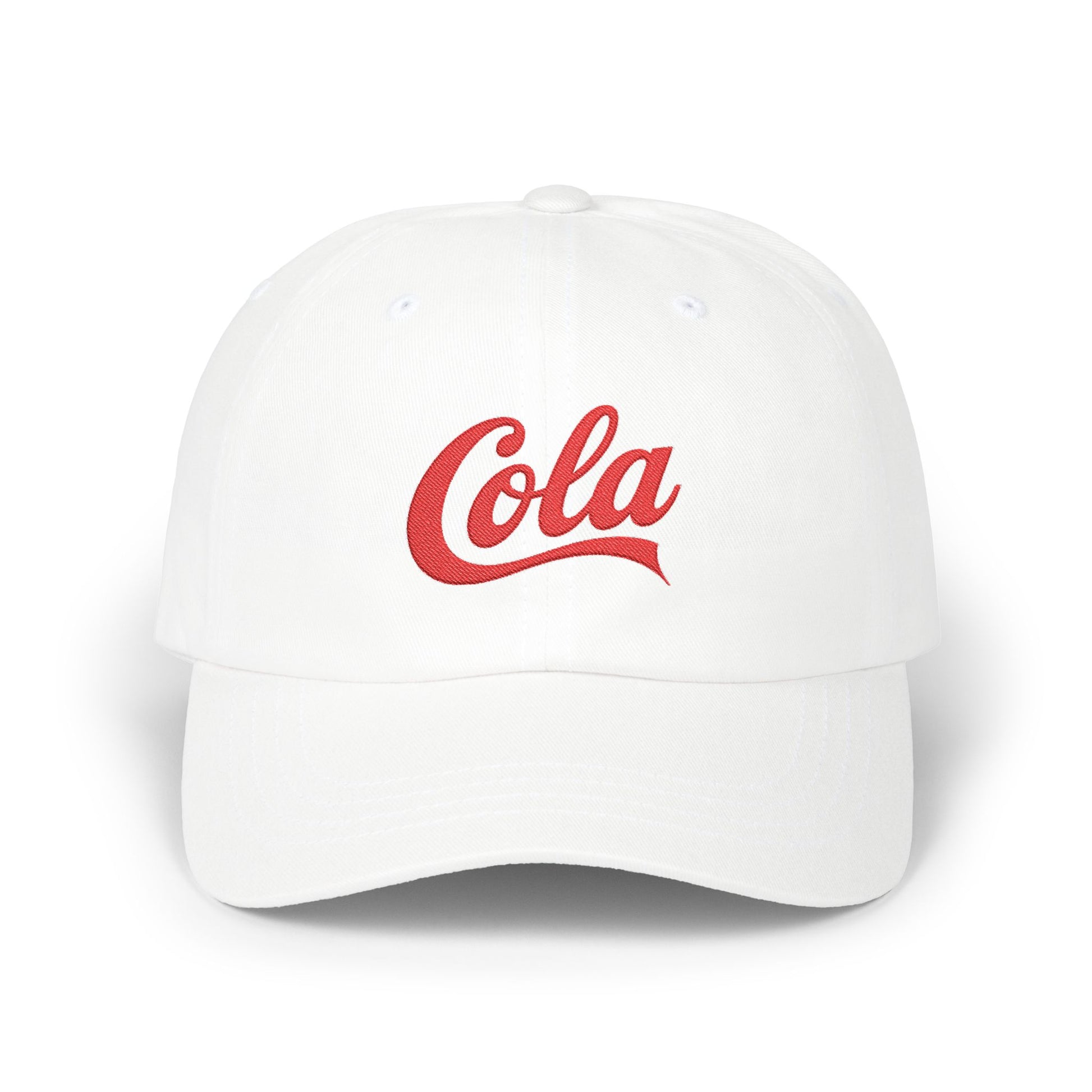 Cola Embroidered Dad Cap – Retro Soda Logo Baseball Hat Hats Printify White One size