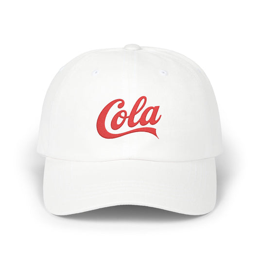 Cola Embroidered Dad Cap – Retro Soda Logo Baseball Hat Hats Printify White One size