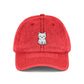 Vintage Embroidered Kitten Cap - Washed Red Dad Hat Hats Printify One size Red
