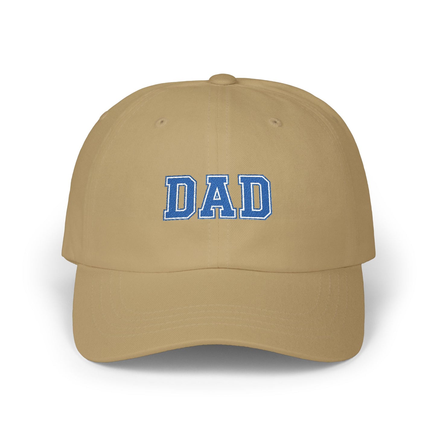 DAD Embroidered Classic Dad Cap – Vintage Varsity Baseball Hat for Fathers Hats Printify Khaki One size