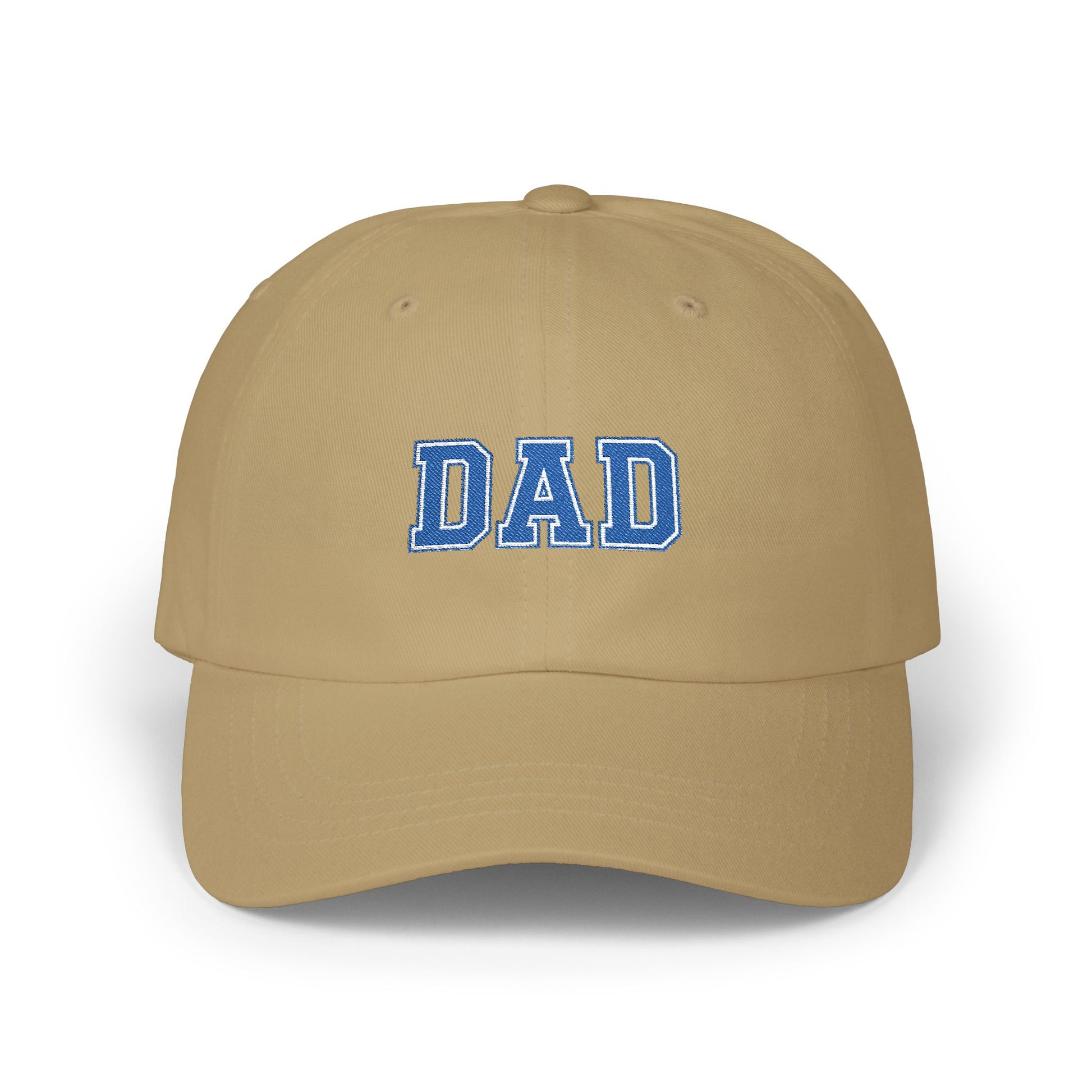 DAD Embroidered Classic Dad Cap – Vintage Varsity Baseball Hat for Fathers Hats Printify Khaki One size