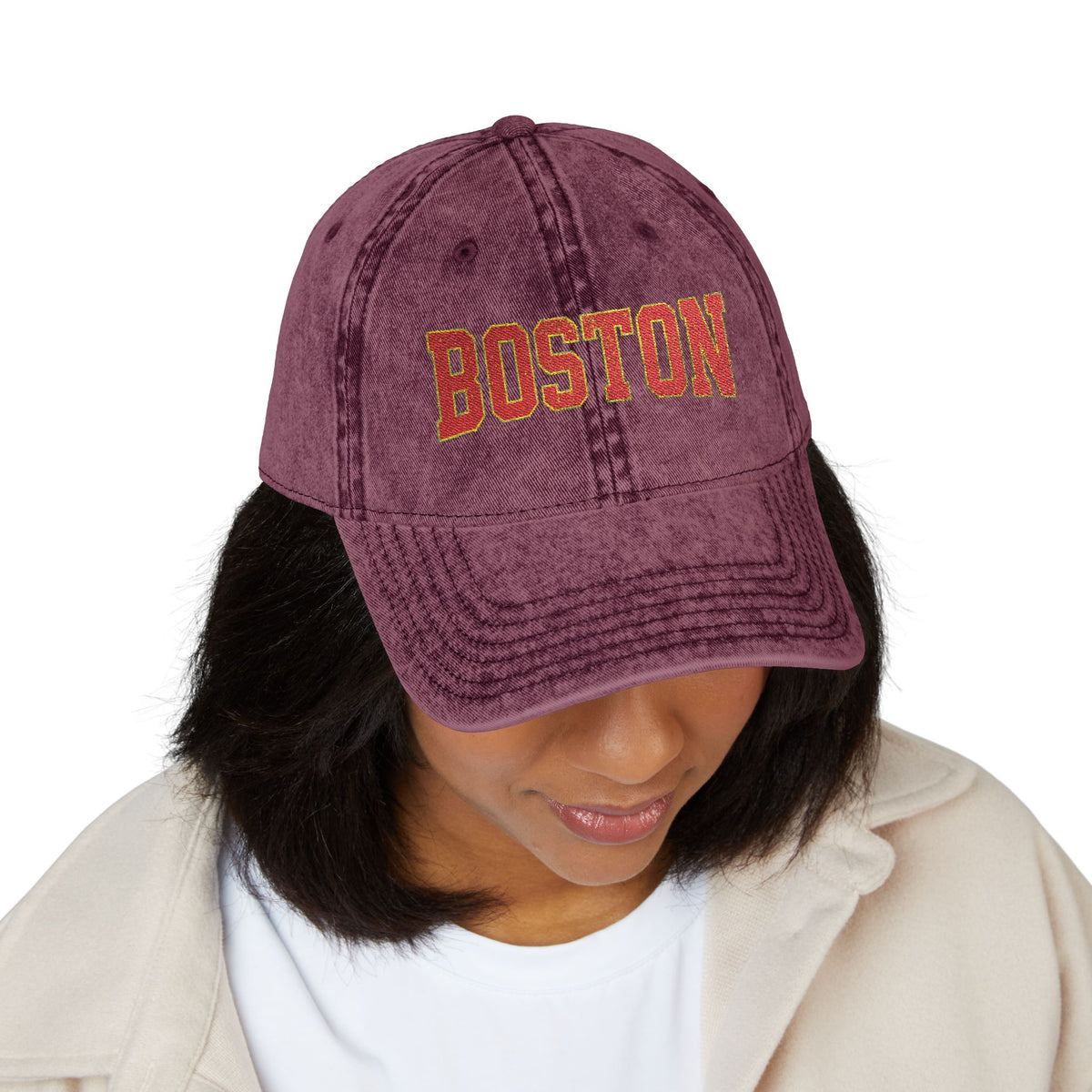 Vintage Embroidered Cap — Retro Sunset Patch Baseball Hat Hats Printify