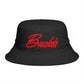 Bucket Hat — Retro Script 'Bucketd' Embroidered Brown Summer Hat