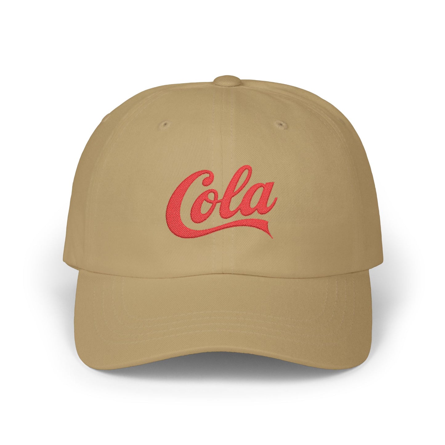 Cola Embroidered Dad Cap – Retro Soda Logo Baseball Hat Hats Printify Khaki One size