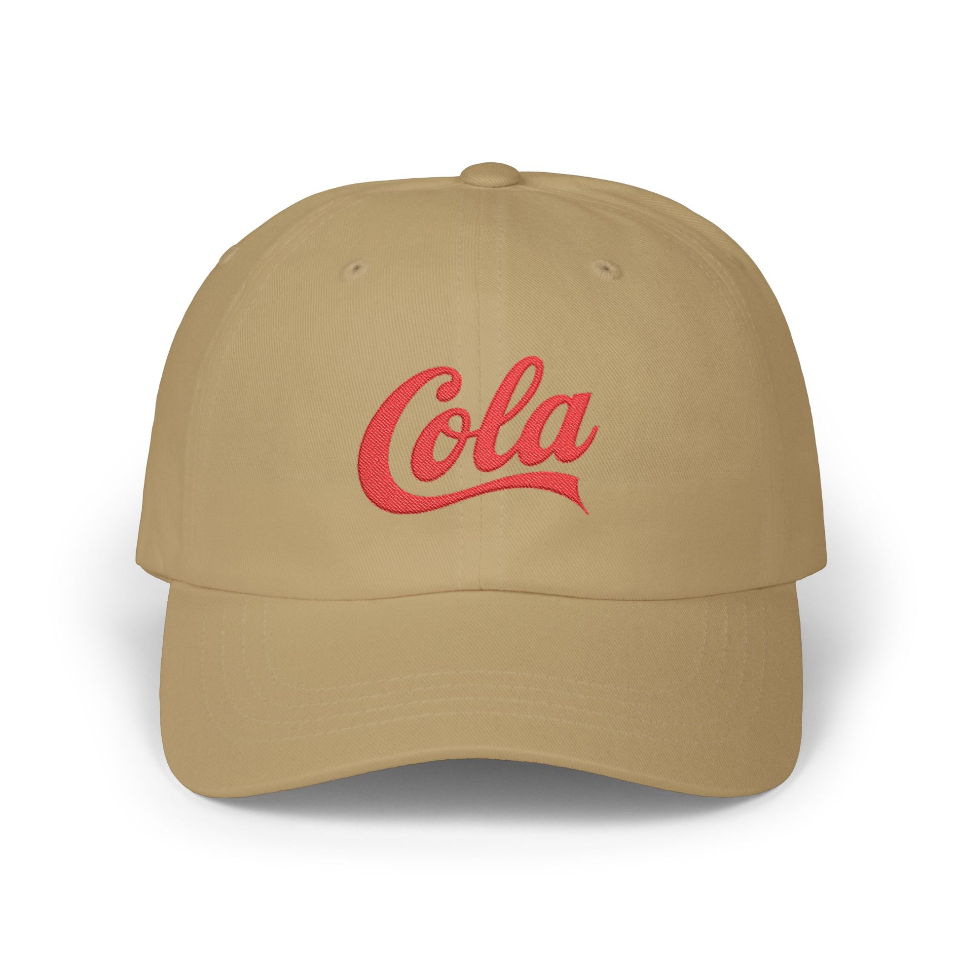 Cola Embroidered Dad Cap – Retro Soda Logo Baseball Hat Hats Printify Khaki One size