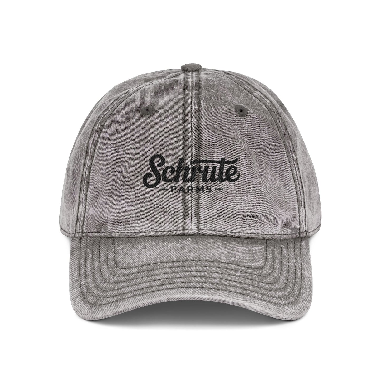Vintage Embroidered Cap — "Schrute Farms" Retro Dad Hat Hats Printify One size Charcoal Grey