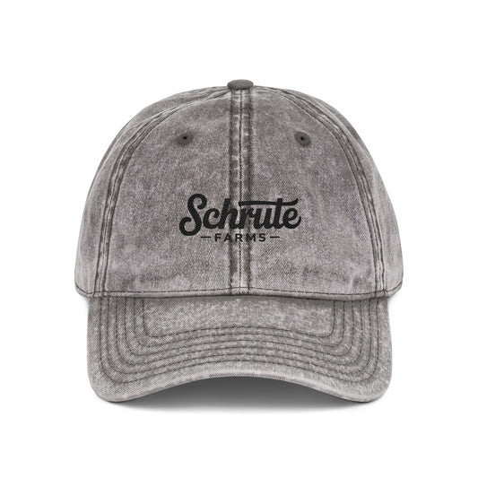 Vintage Embroidered Cap — "Schrute Farms" Retro Dad Hat Hats Printify One size Charcoal Grey