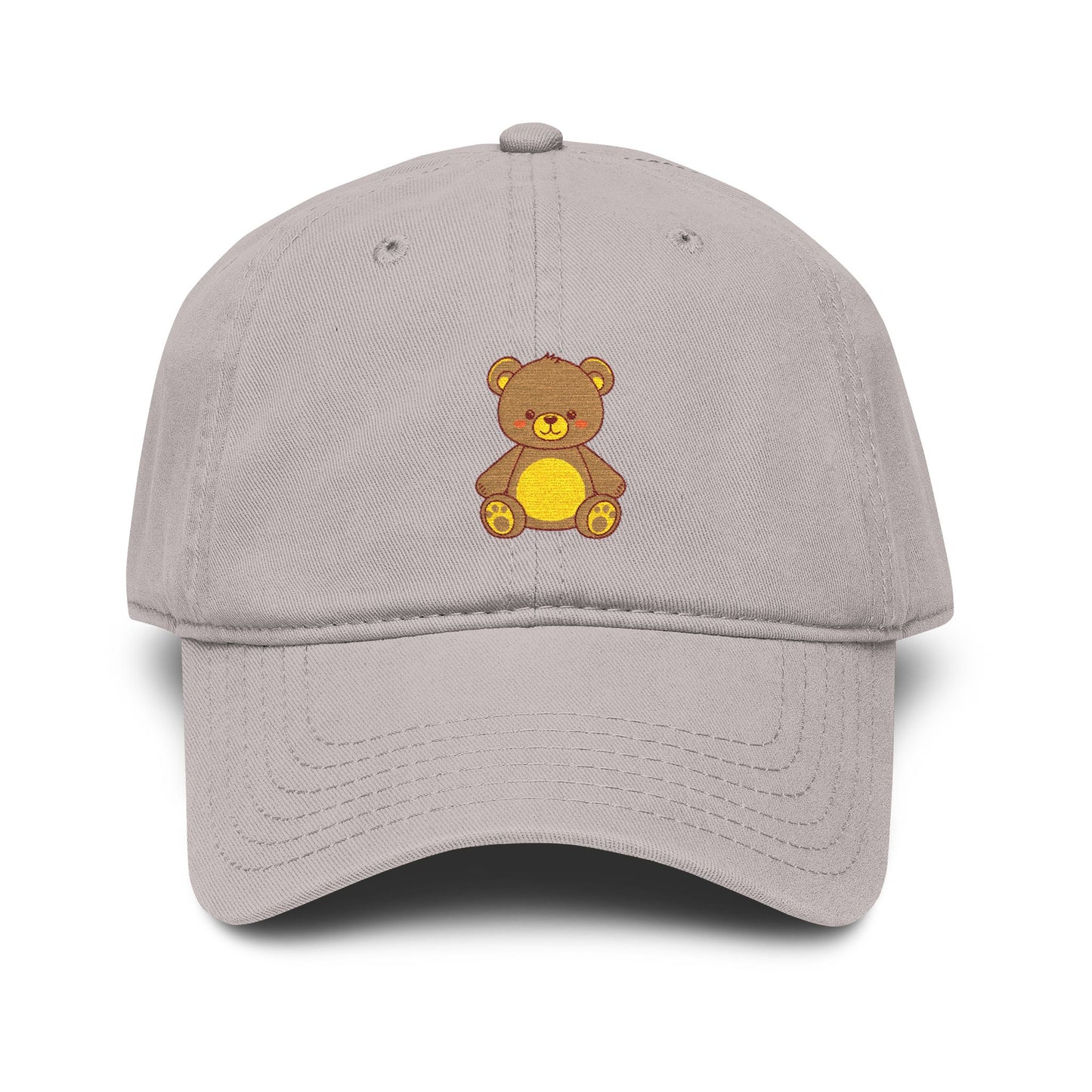 Embroidered Golden Teddy Baseball Cap Hats Printify One size Gray