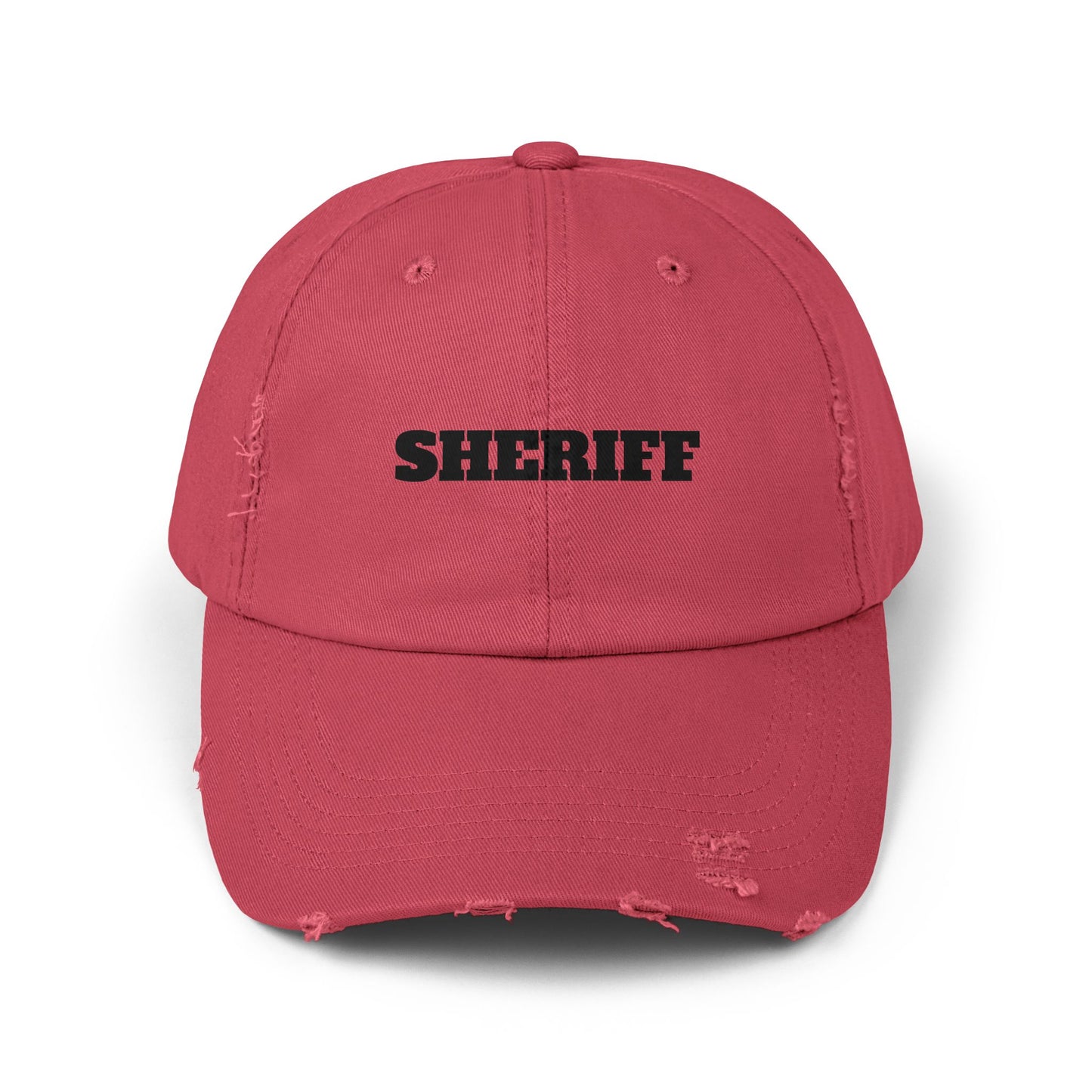 Sheriff Distressed Dad Hat — Vintage Western Sheriff Cap Hats Printify Dashing Red One size