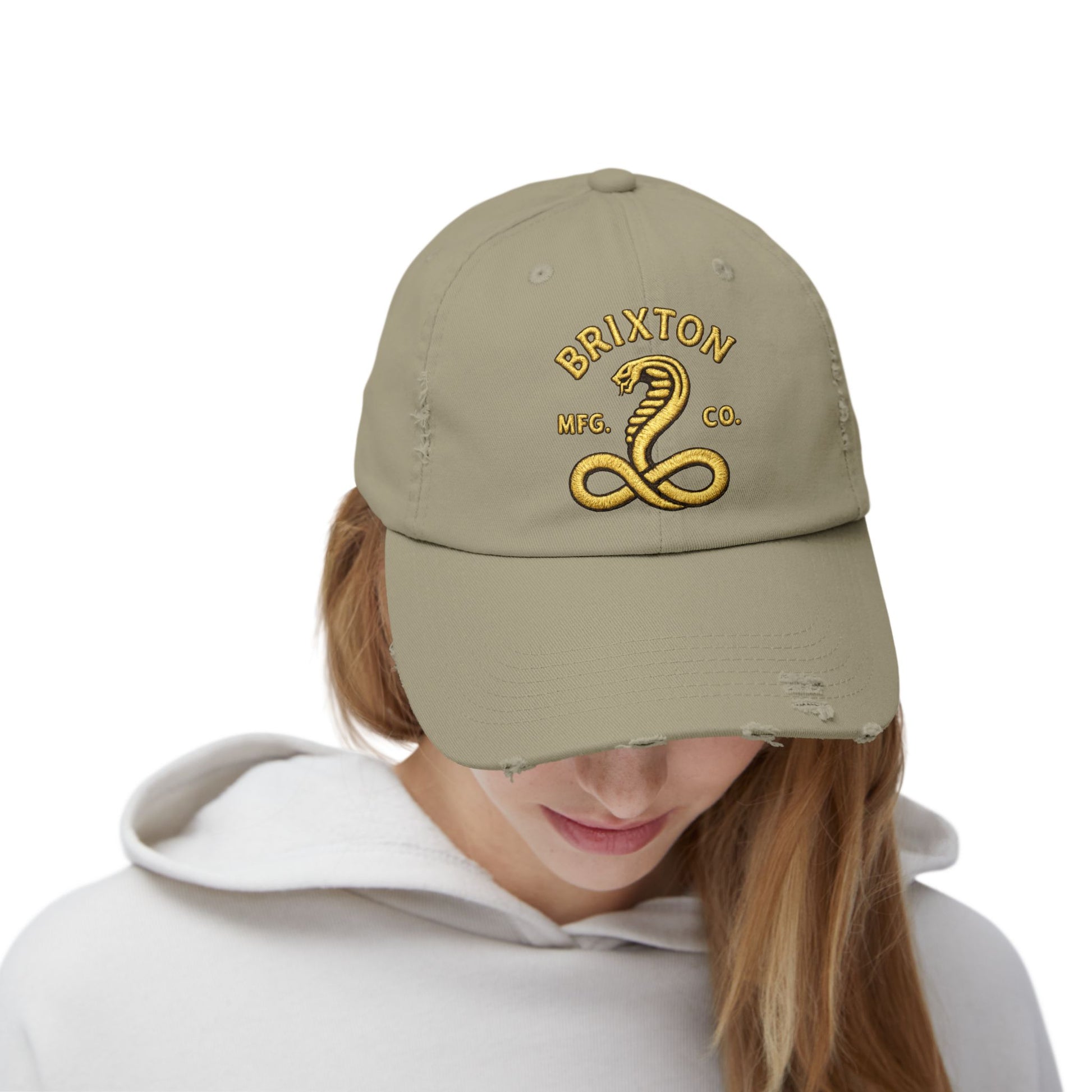 Distressed Brixton Cobra Cap — Vintage Embroidered Snake Hat Hats Printify