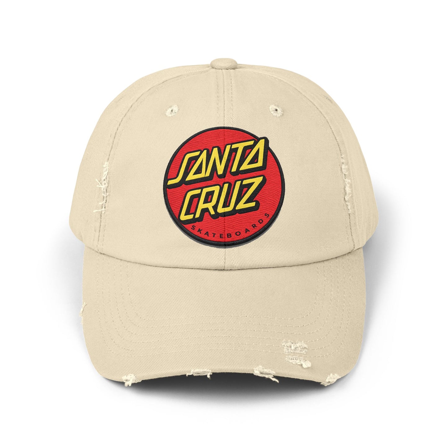Santa Cruz Logo Distressed Cap – Vintage Skate Dad Hat Hats Printify Stone One size