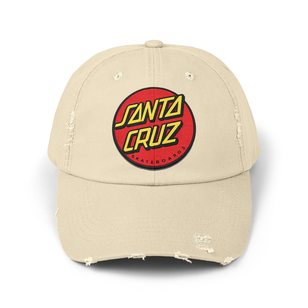 Santa Cruz Logo Distressed Cap – Vintage Skate Dad Hat Hats Printify Stone One size