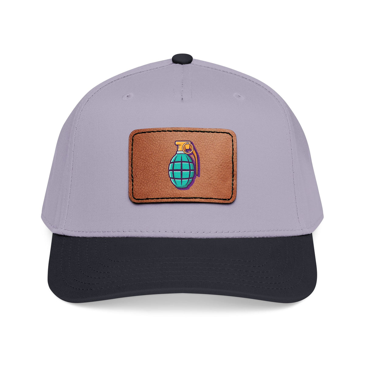 Leather Patch Baseball Cap — Retro Grenade Patch Hat