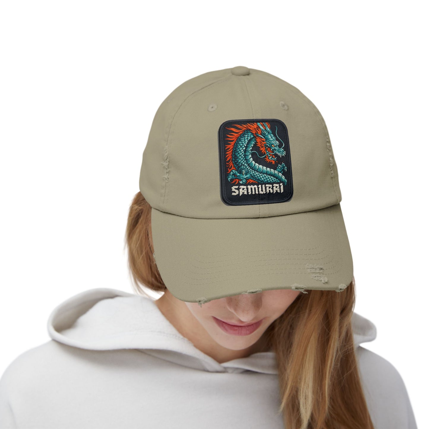 Distressed Samurai Dragon Cap — Vintage Retro Japanese Dragon Baseball Hat