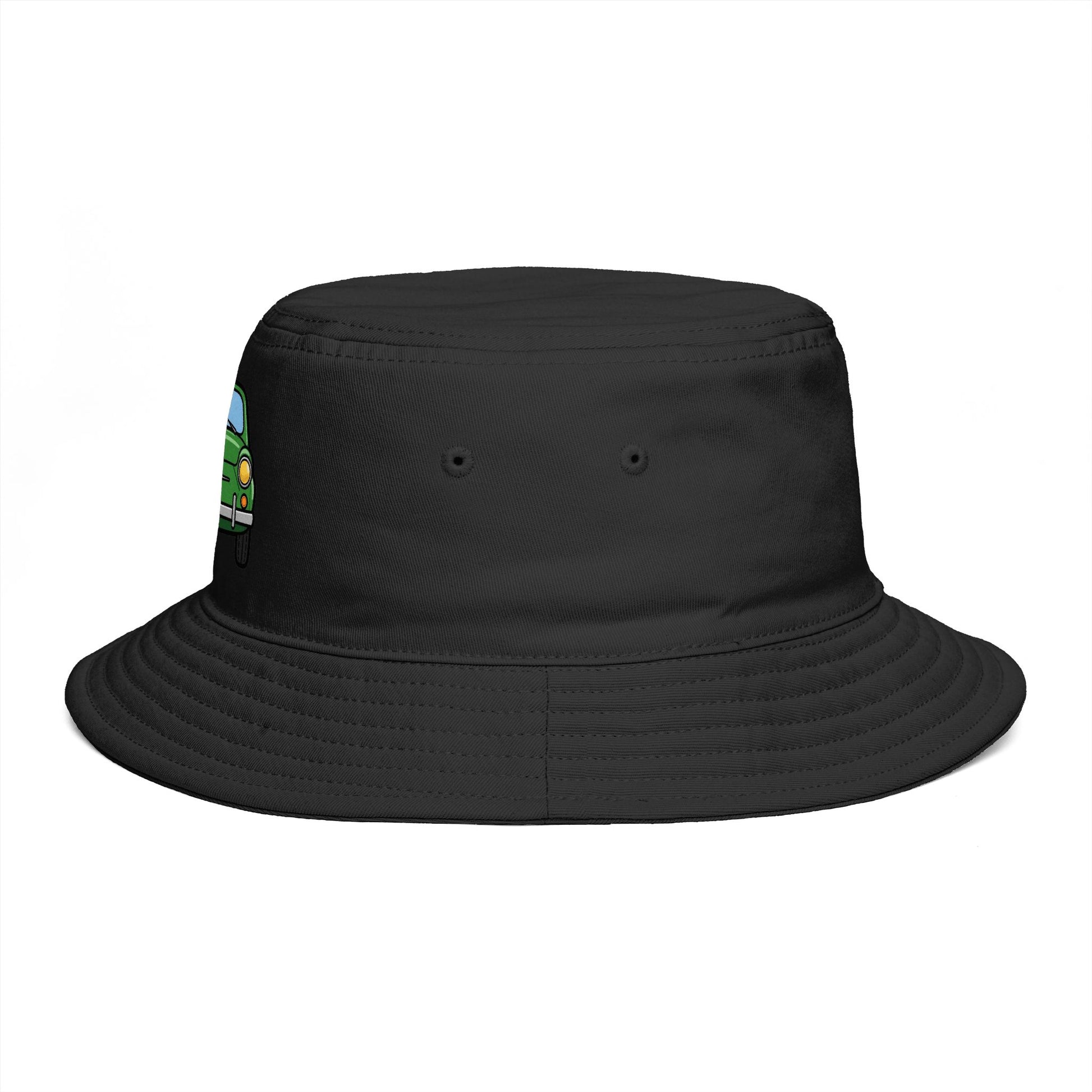 Bucket Hat — Retro Green Car Embroidered Bucket Hat Hats Printify