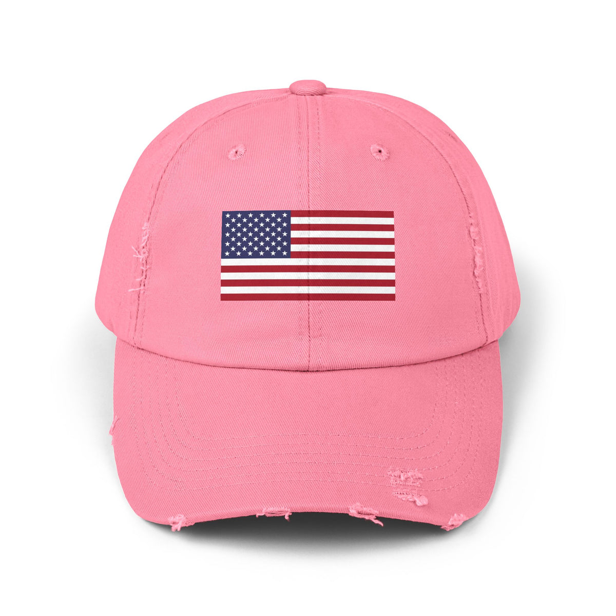 Distressed American Flag Cap — Vintage USA Baseball Hat Hats Printify True Pink One size