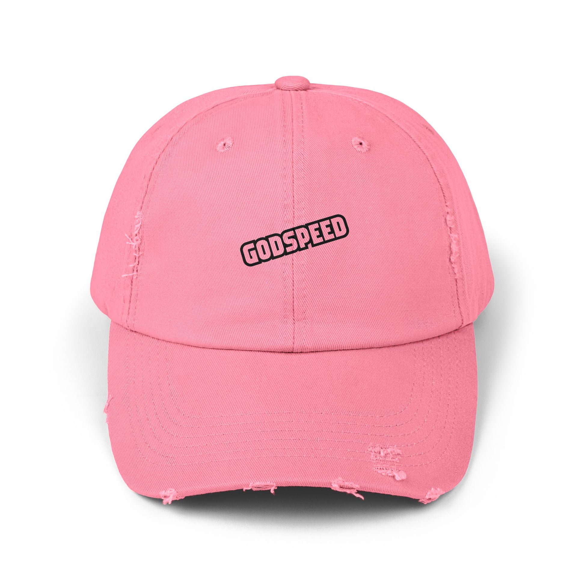 Godspeed Distressed Baseball Cap – Vintage Worn Dad Hat for Men & Women Hats Printify True Pink One size