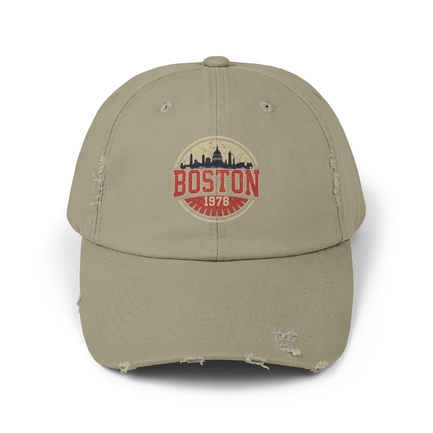 Boston Distressed Cap - Vintage City Skyline Dad Hat (1978)