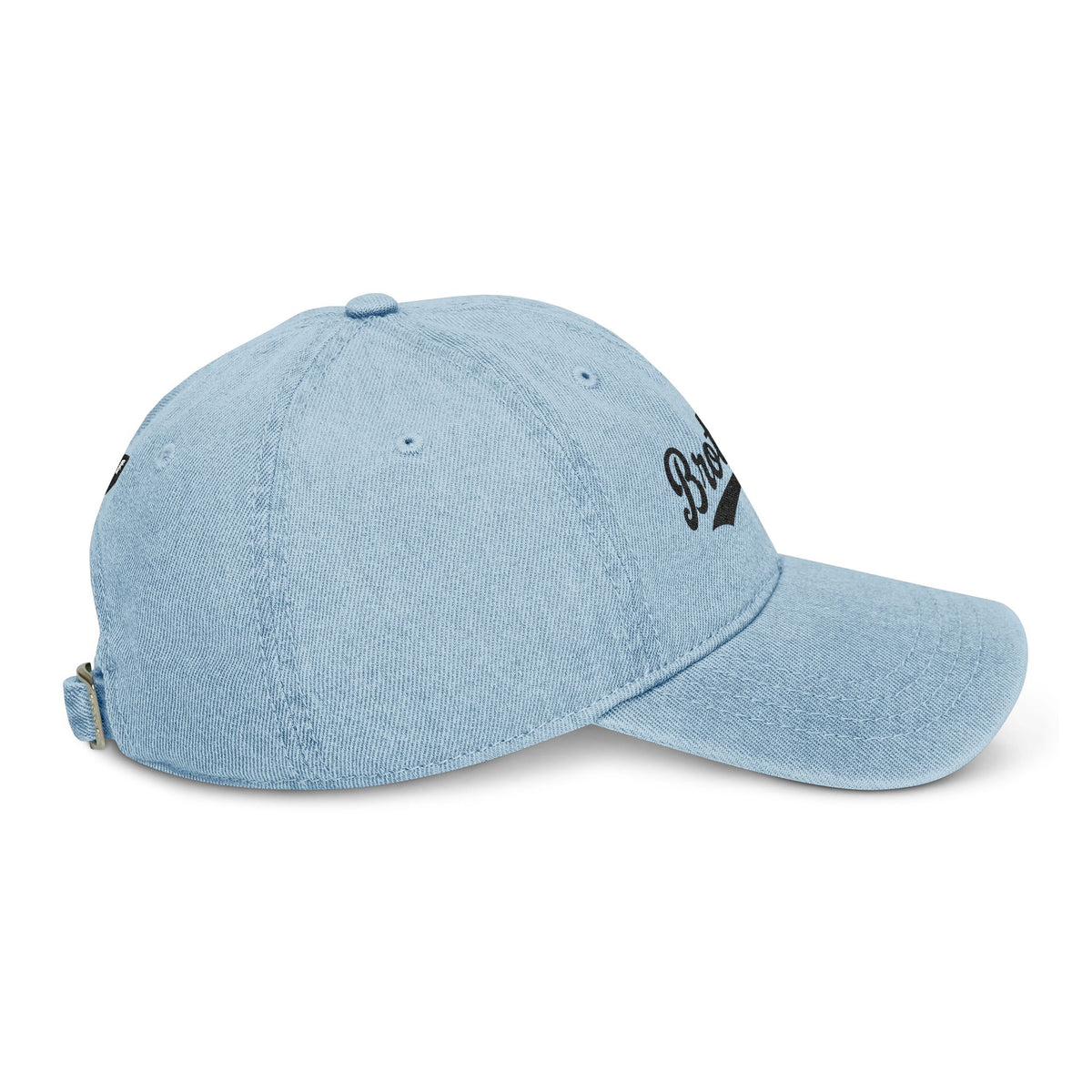 Brothers Embroidered Denim Hat — Vintage Script Cap for Siblings & Family Gifts Hats Printify