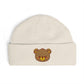 Embroidered Teddy Cuff Beanie — Cute Sequin Bear Knit Hat Hats Printify One size Ecru