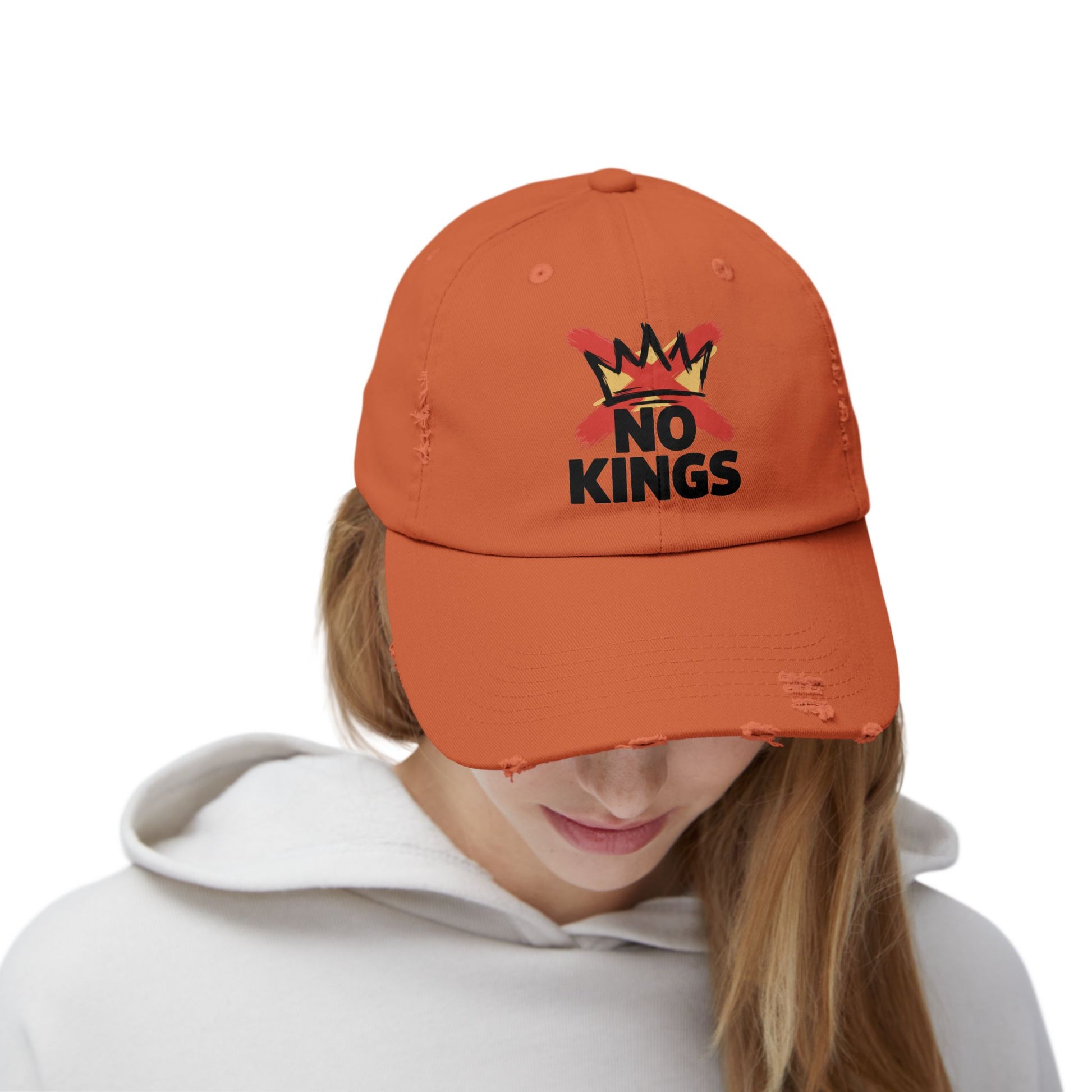 Distressed Black Cap — ‘Kings’ Crown Graphic Dad Hat Hats Printify