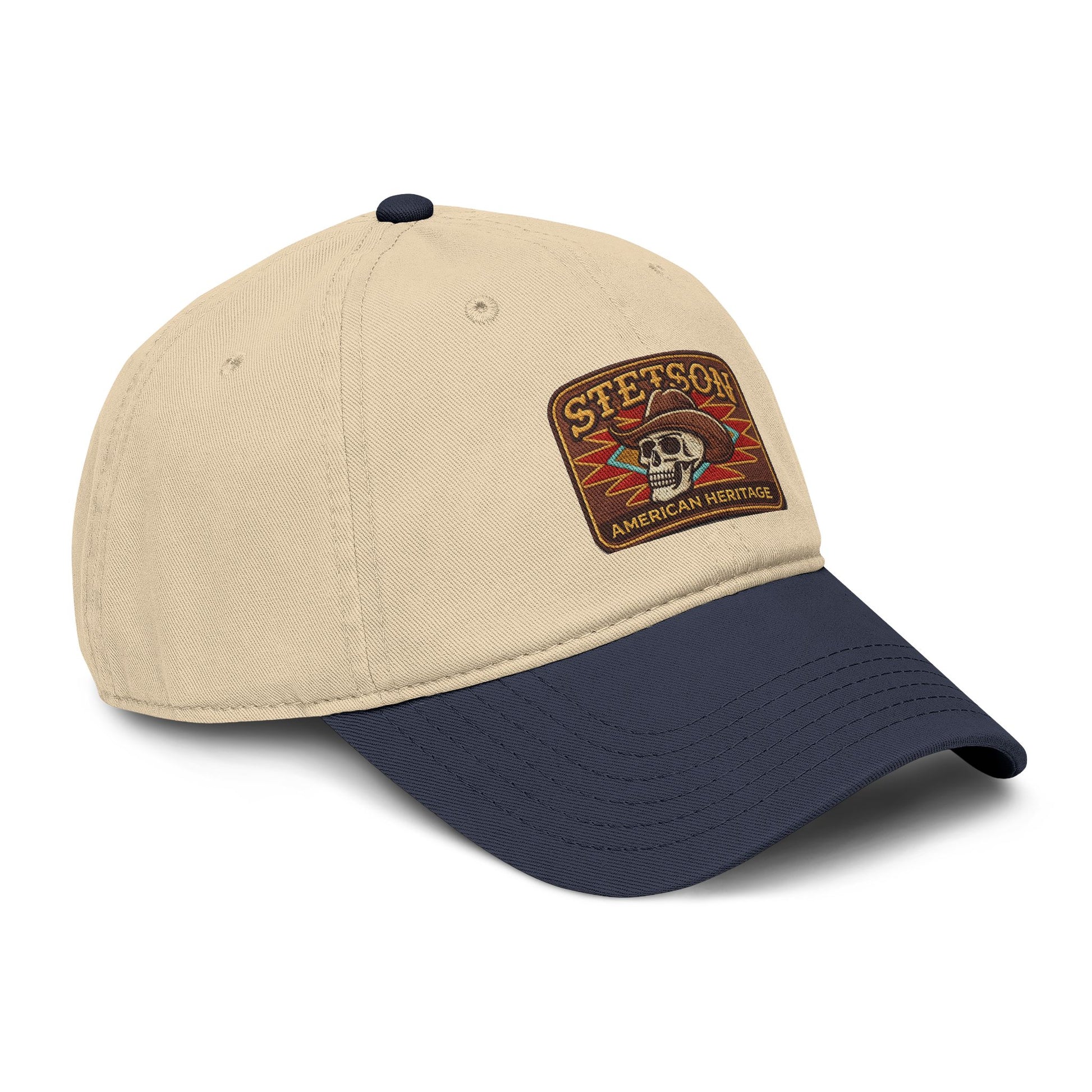 Stetson Skull Patch Baseball Cap — Vintage American Heritage Washed Hat Hats Printify