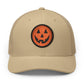 Halloween Pumpkin Jack-O’-Lantern Trucker Cap Hats Printify Circle One size Khaki / Black patch
