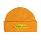 Embroidered Golden Leaf Cuff Beanie Hats Printify One size Gold