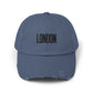 Distressed London Baseball Cap — Vintage Black Embroidered Hat Hats Printify Scotland Blue One size