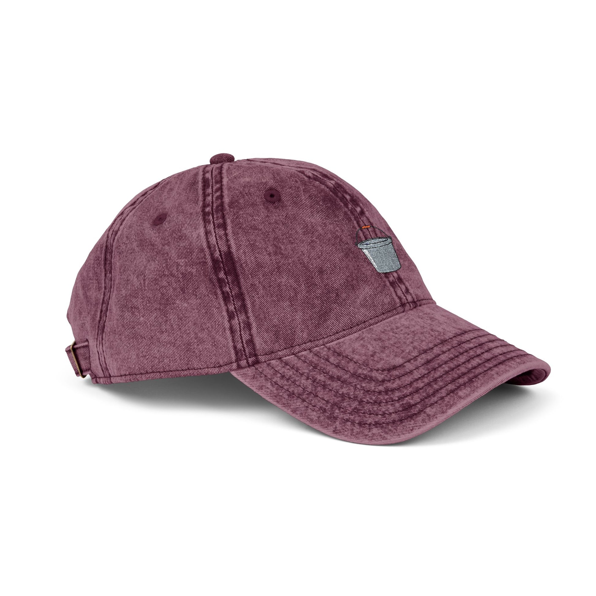 Embroidered Vintage Red Cap with Tiny Silver Cup Logo — Distressed Dad Hat Hats Printify