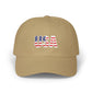 USA Flag Embroidered Dad Cap — Patriotic Classic Baseball Hat for Fourth of July Hats Printify Khaki One size