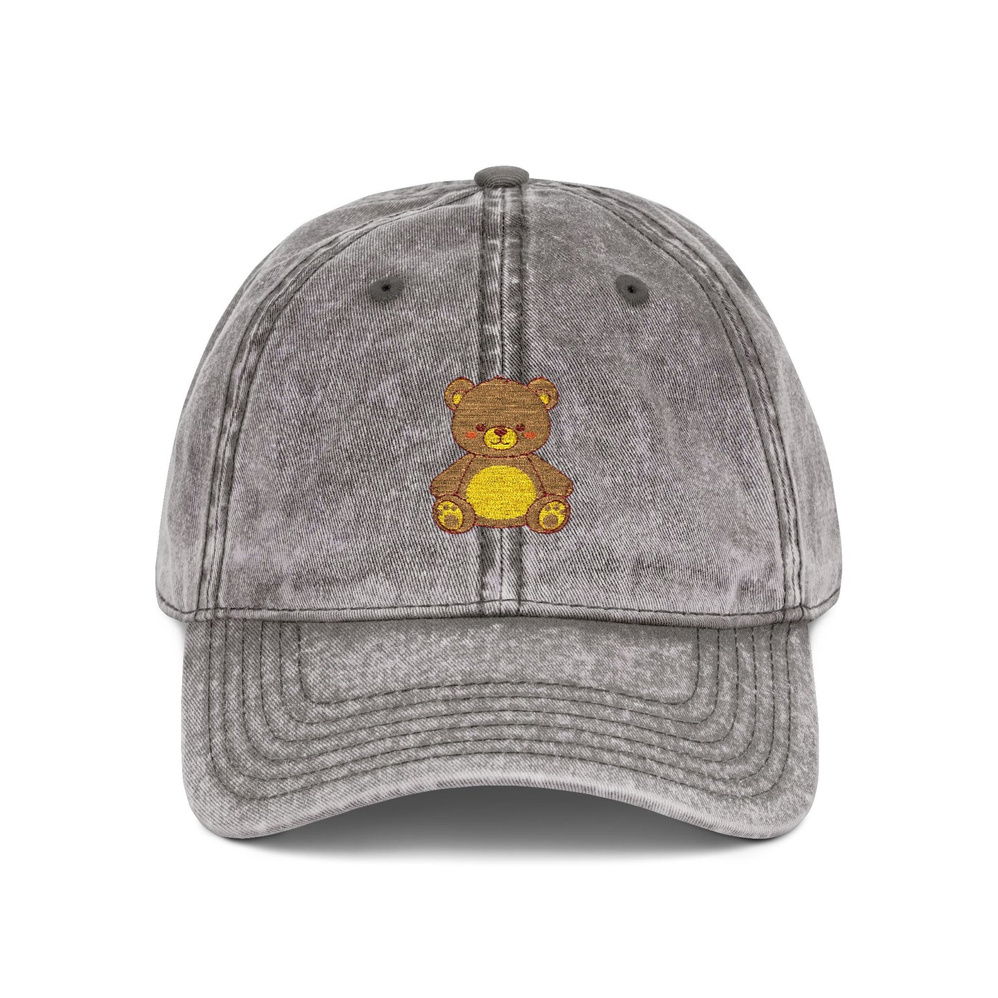 Vintage Embroidered Teddy Bear Cap Hats Printify One size Charcoal Grey