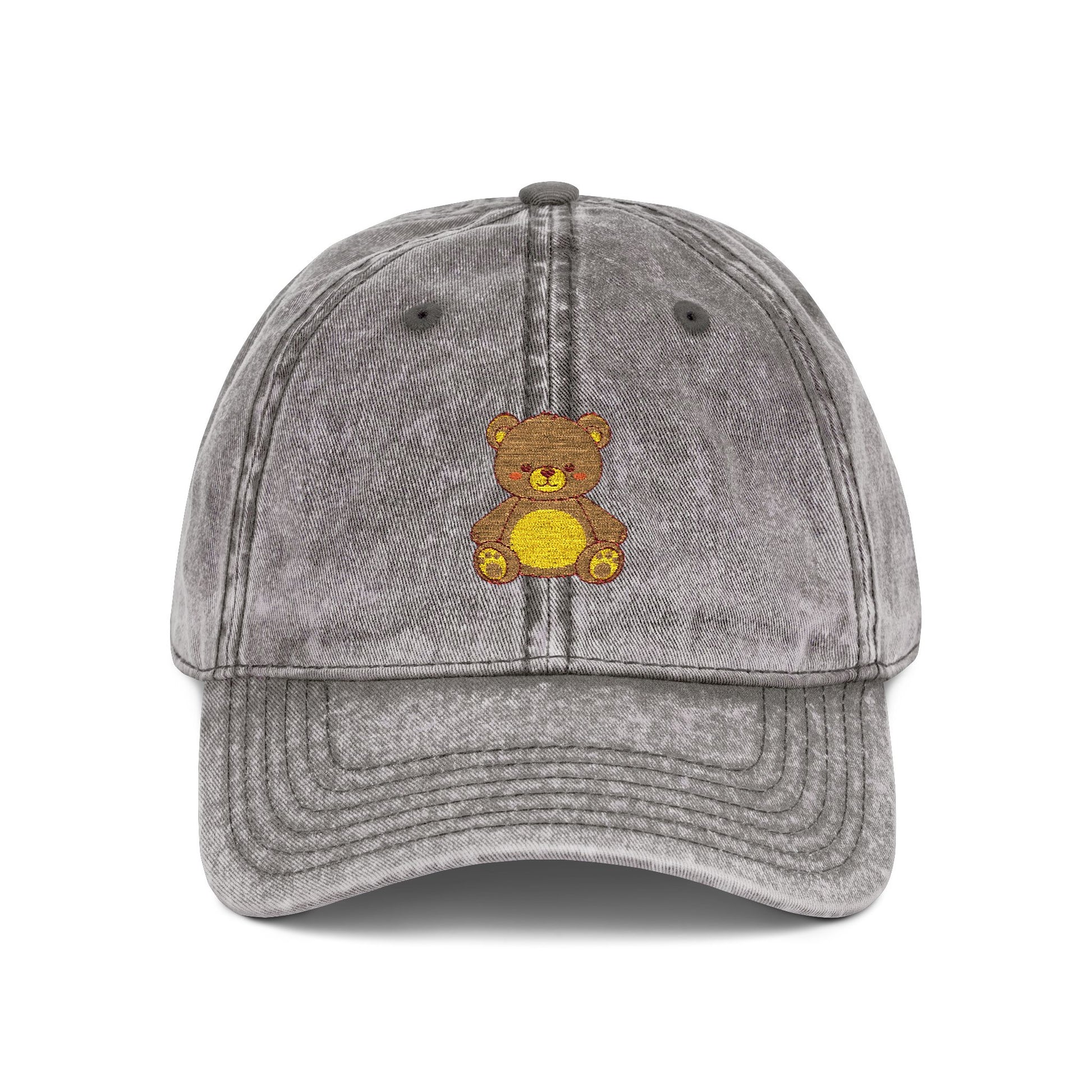 Vintage Embroidered Teddy Bear Cap Hats Printify One size Charcoal Grey