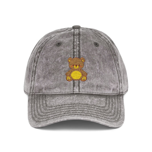Vintage Embroidered Teddy Bear Cap Hats Printify One size Charcoal Grey