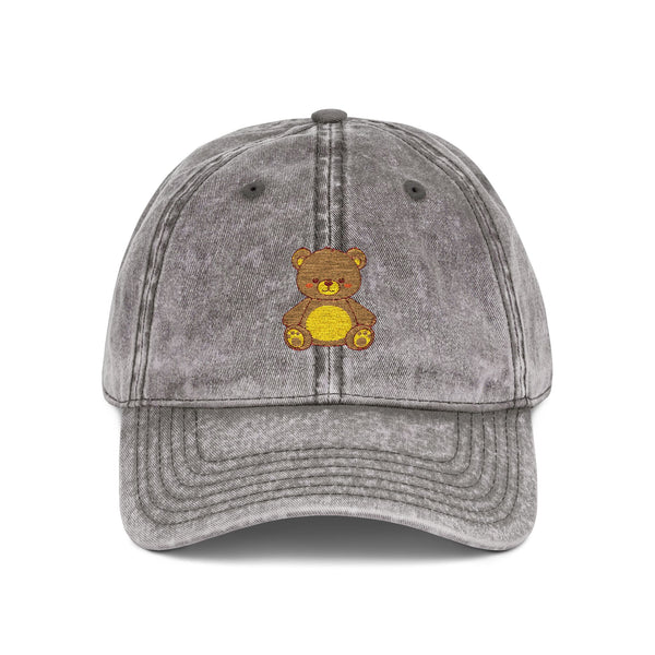 Vintage Embroidered Teddy Bear Cap Hats Printify One size Charcoal Grey